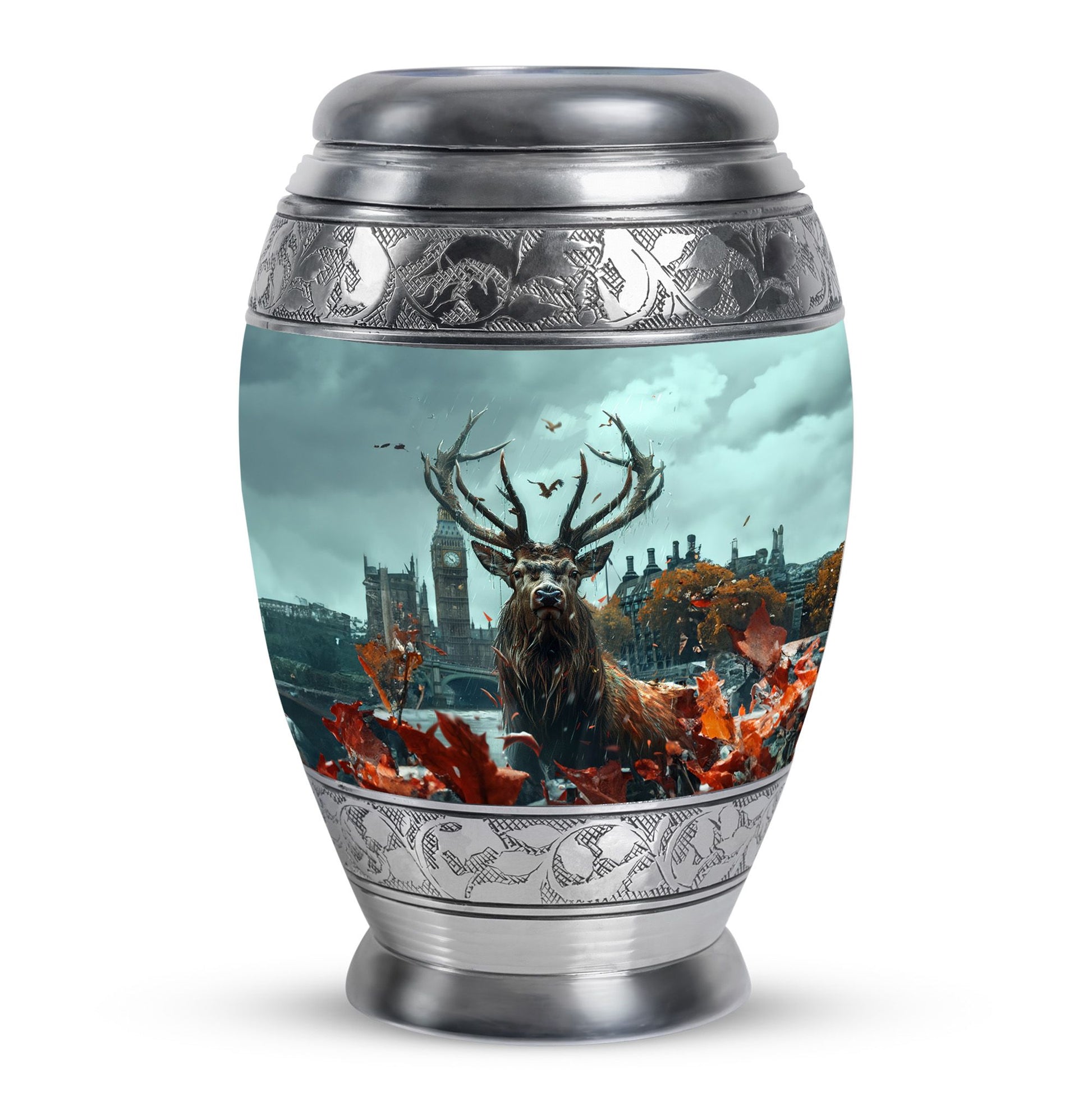Deer Theme Large Urn 10 Inch
