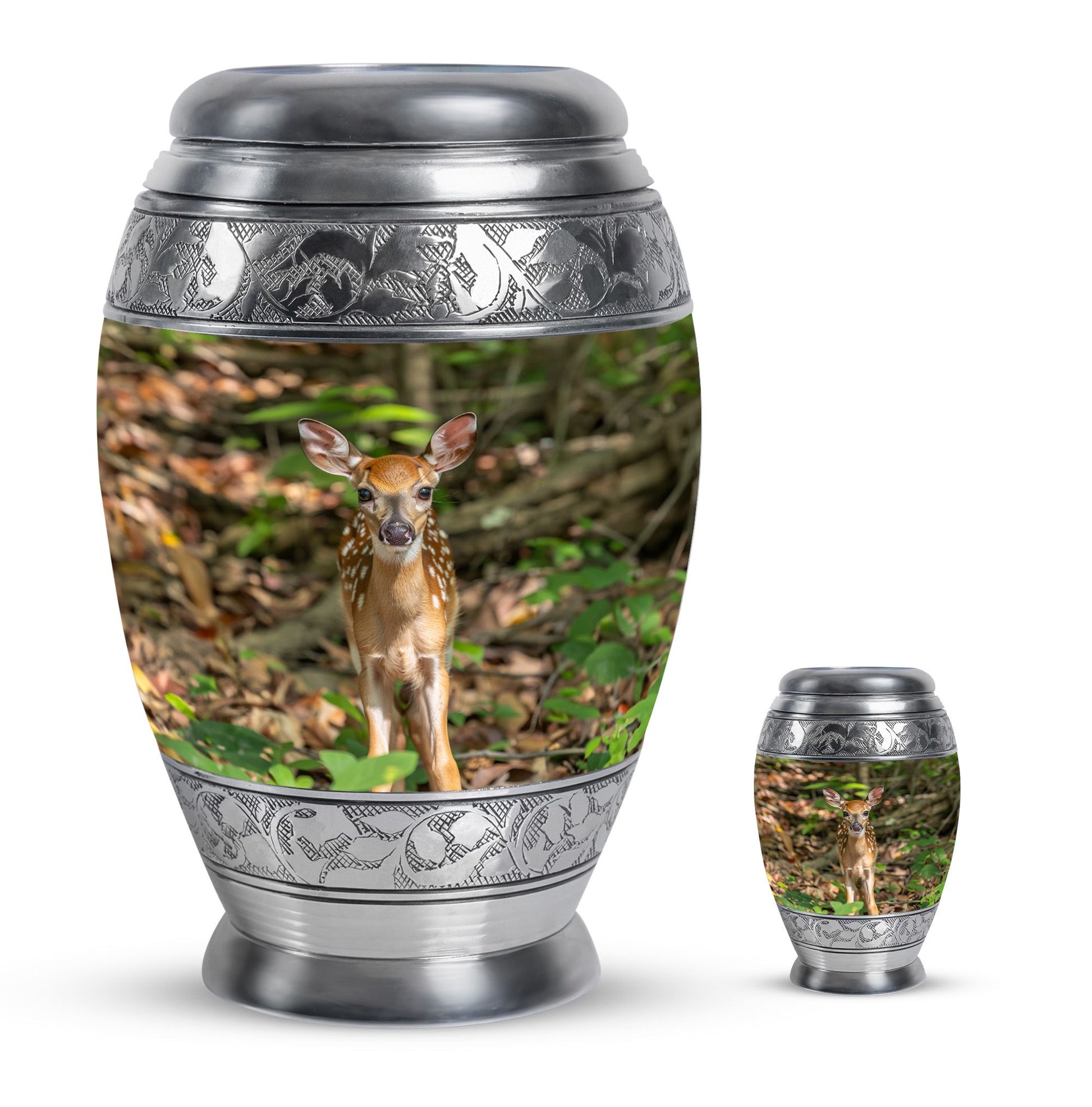 Deer Theme Large Urn With 1 Keepsake Urn
