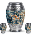 Fish Theme Large Urn With 2 Keepsake Urn