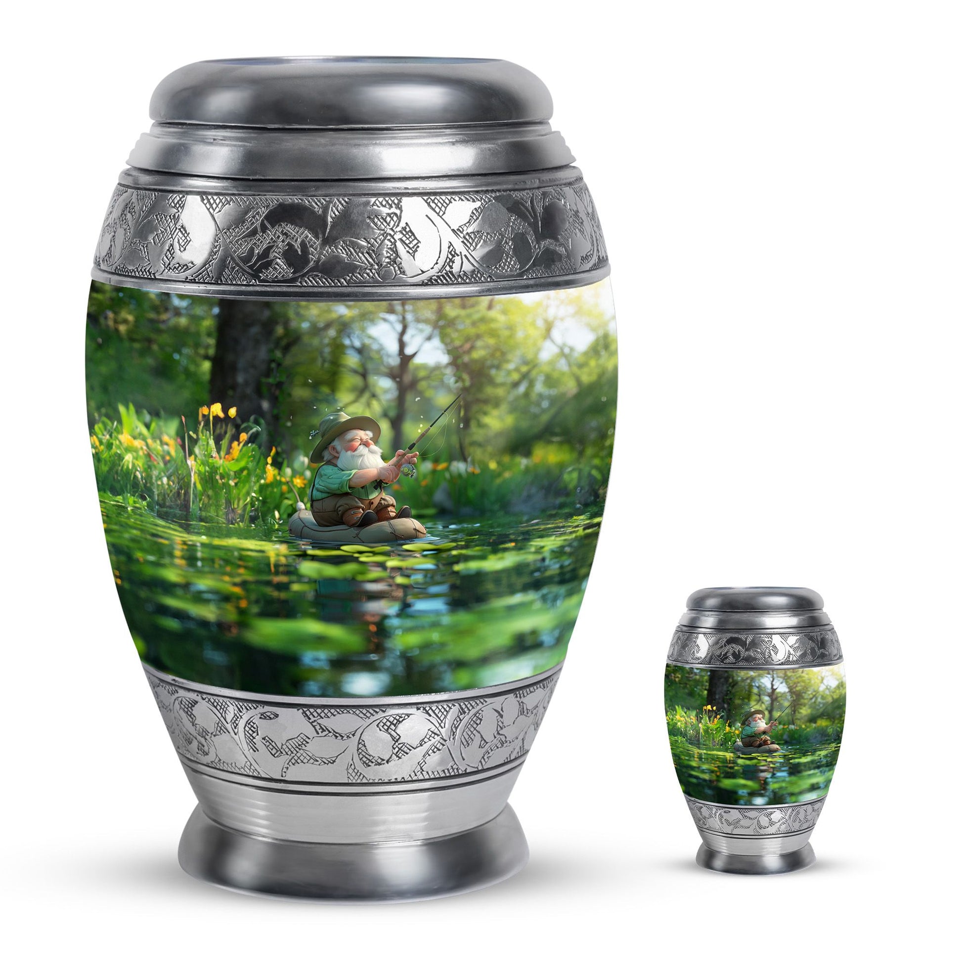 Fishing Theme Large Urn With 1 Keepsake Urn