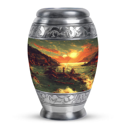 Fishing Theme Large Urn 10 Inch