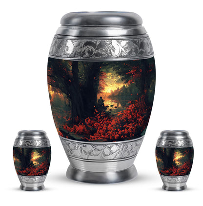 Fishing Theme Large Urn With 2 Keepsake Urn