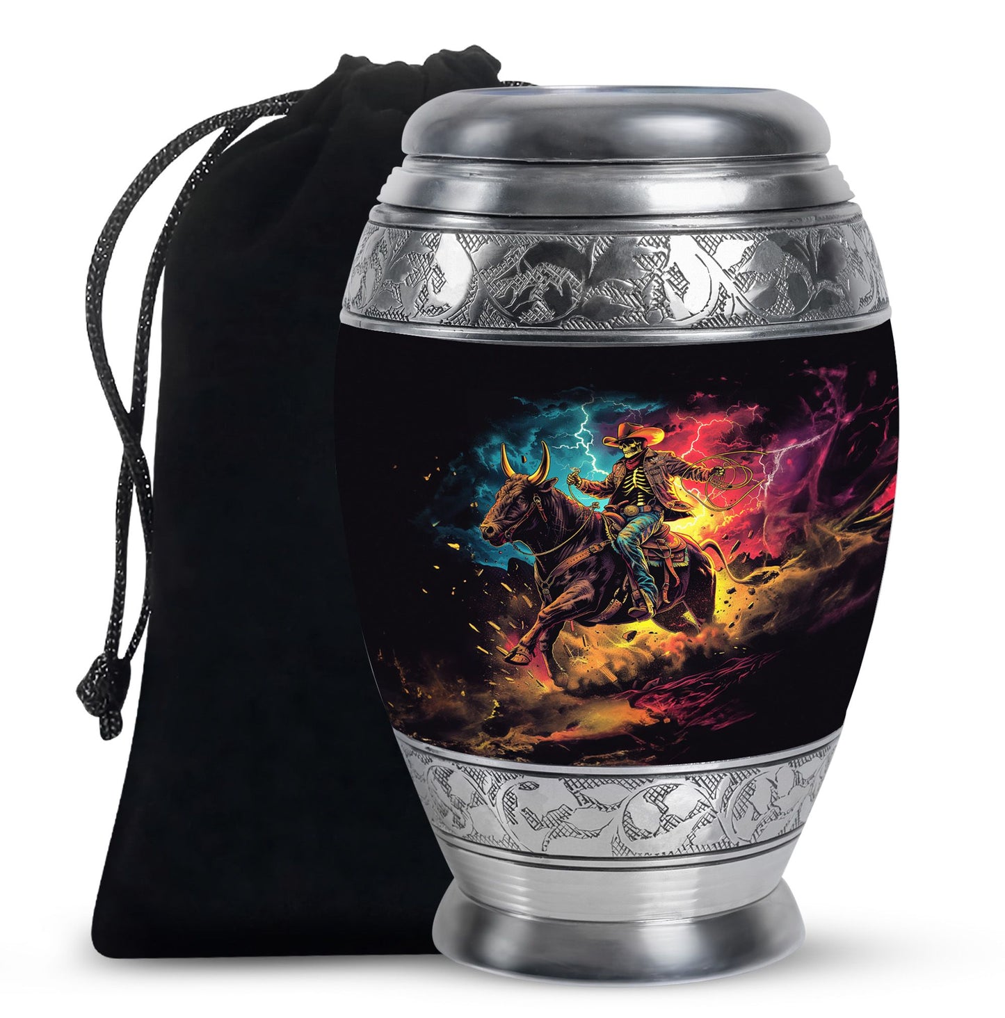 Cowboy Theme Large Urn 10 Inch