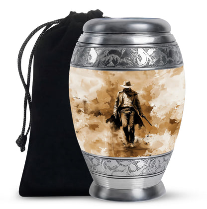 Cowboy Theme Large Urn 10 Inch