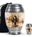 Cowboy Theme Large Urn With 1 Keepsake Urn
