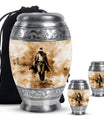 Cowboy Theme Large Urn With 2 Keepsake Urn