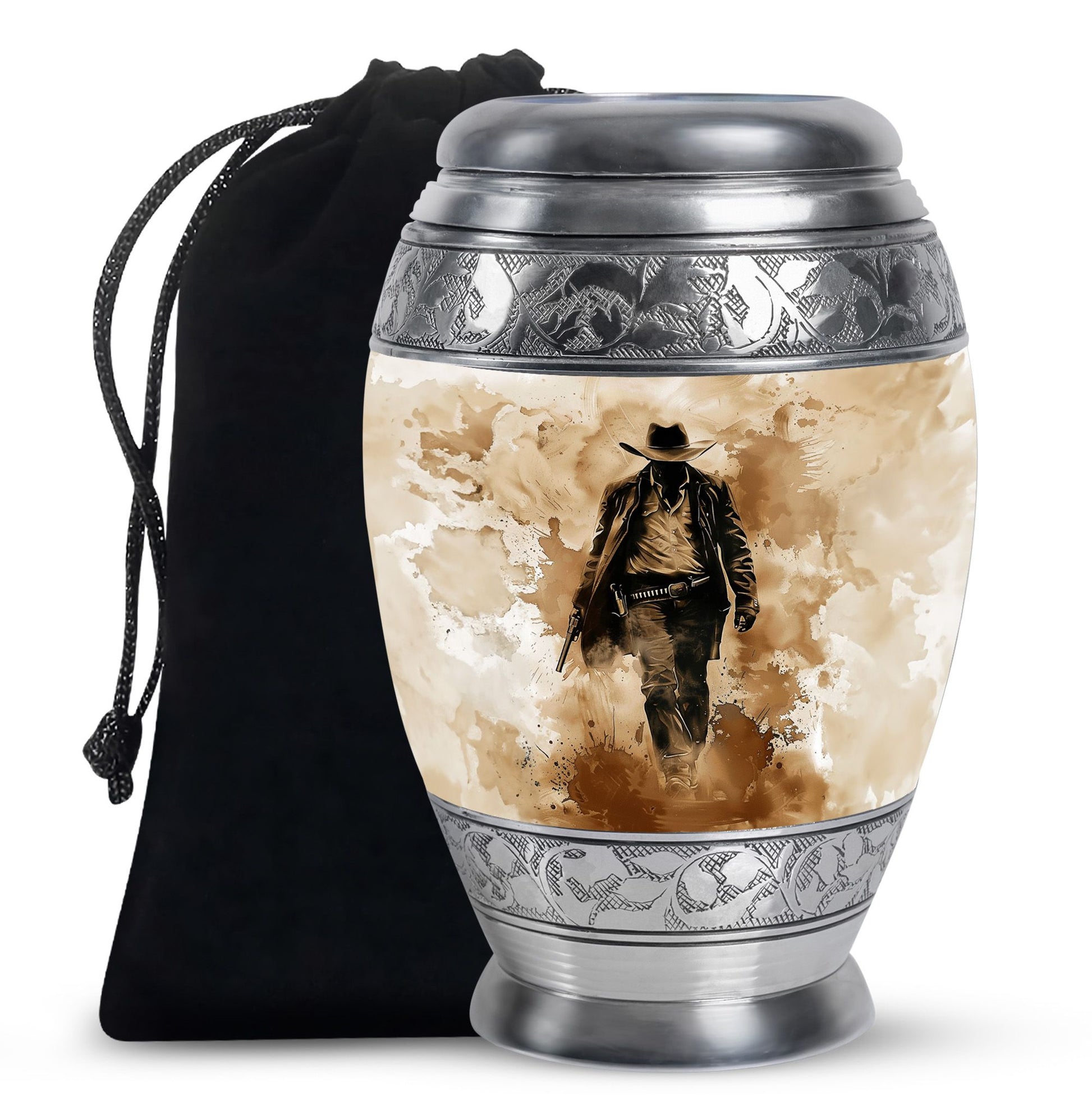 Cowboy Theme Large Urn 10 Inch