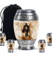 Cowboy Theme Large Urn With 4 Keepsake Urn