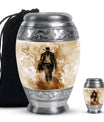 Cowboy Theme Large Urn With 1 Keepsake Urn