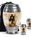 Cowboy Theme Large Urn With 2 Keepsake Urn