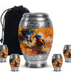 Cowboy Theme Large Urn With 4 Keepsake Urn