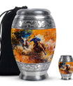 Cowboy Theme Large Urn With 1 Keepsake Urn