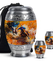 Cowboy Theme Large Urn With 2 Keepsake Urn