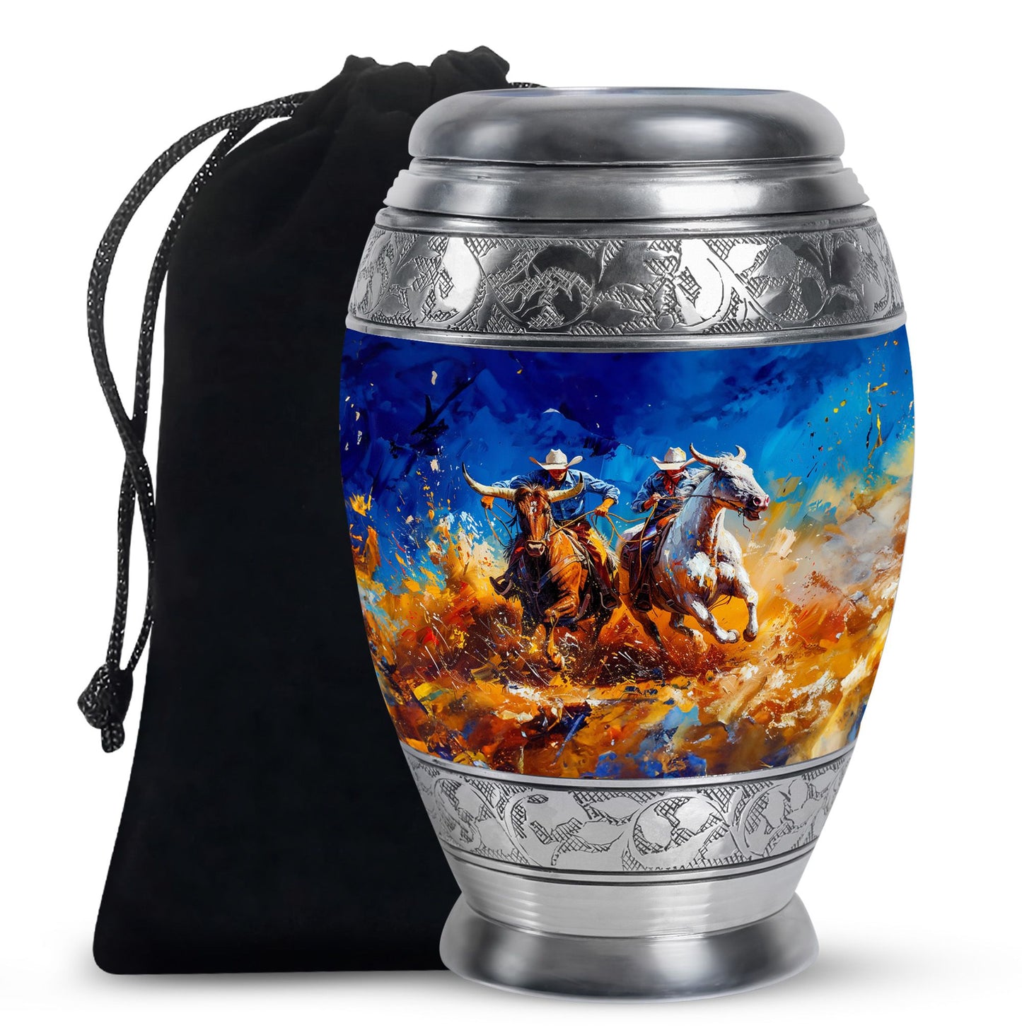 Cowboy Theme Large Urn 10 Inch