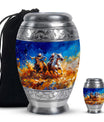 Cowboy Theme Large Urn With 1 Keepsake Urn