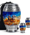 Cowboy Theme Large Urn With 2 Keepsake Urn