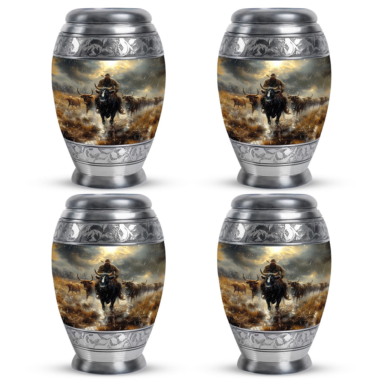 Cowboy Theme 3 Inch Keepsake Pack of 4