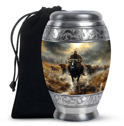 Cowboy Theme Large Urn 10 Inch