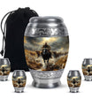 Cowboy Theme Large Urn With 4 Keepsake Urn