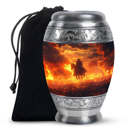 Cowboy Theme Large Urn 10 Inch