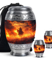 Cowboy Theme Large Urn With 2 Keepsake Urn