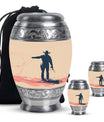 Cowboy Theme Large Urn With 2 Keepsake Urn
