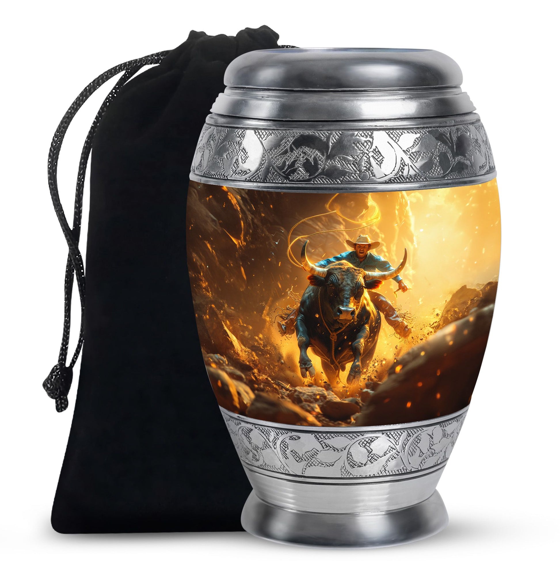 Cowboy Theme Large Urn 10 Inch