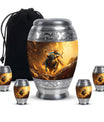 Cowboy Theme Large Urn With 4 Keepsake Urn