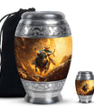 Cowboy Theme Large Urn With 1 Keepsake Urn