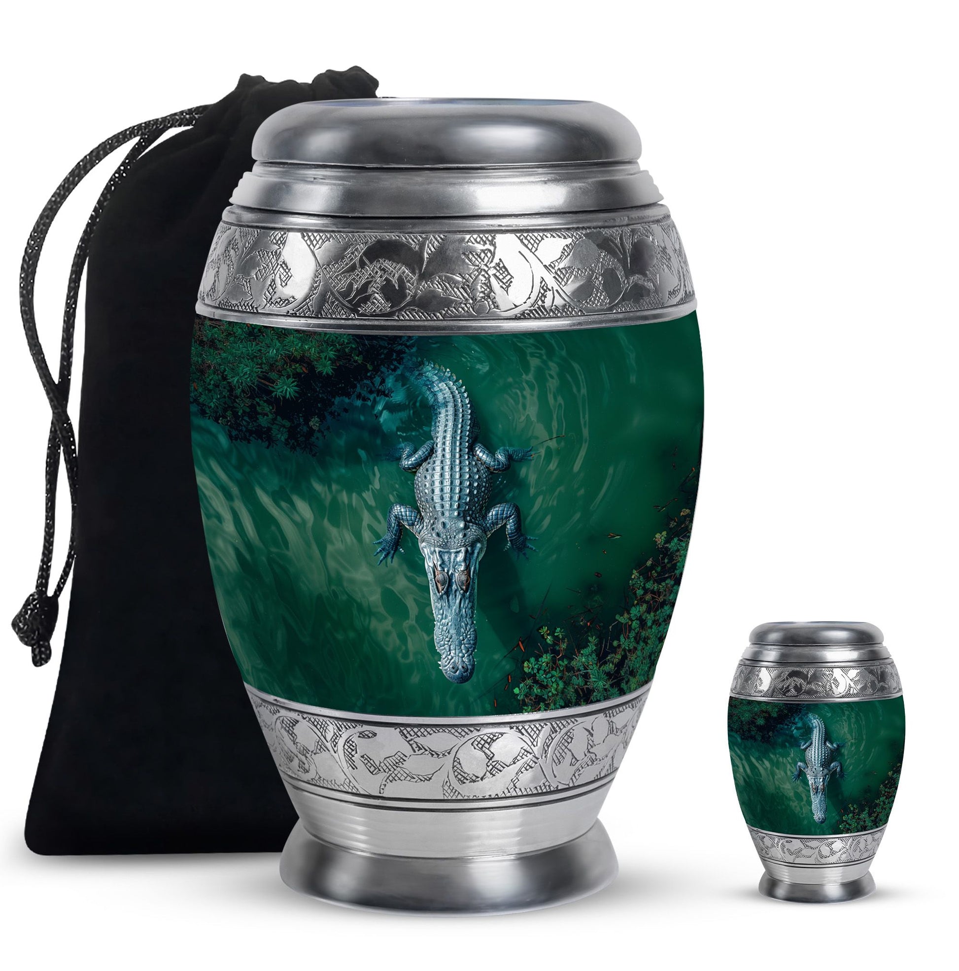 Alligator Theme Large Urn With 1 Keepsake Urn