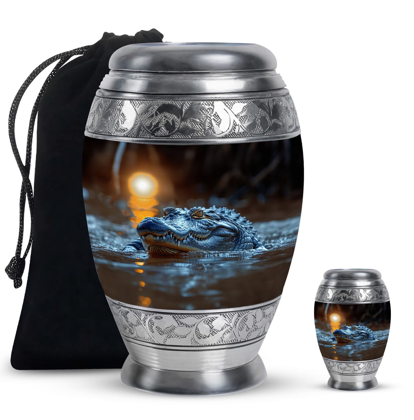 Alligator Theme Large Urn With 1 Keepsake Urn