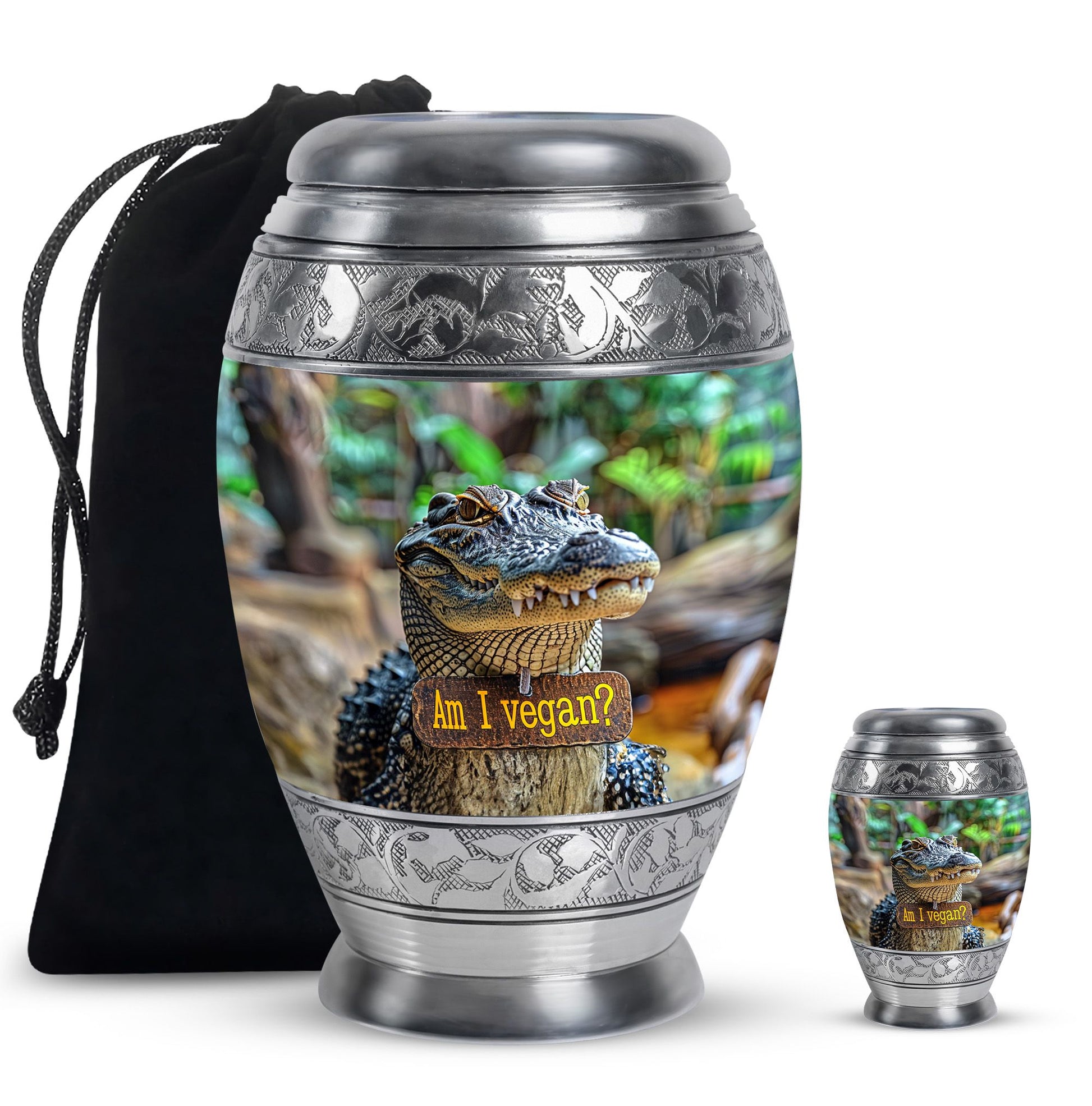 Alligator Theme Large Urn With 1 Keepsake Urn
