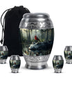 Cardinal Bird Theme Large Urn With 4 Keepsake Urn