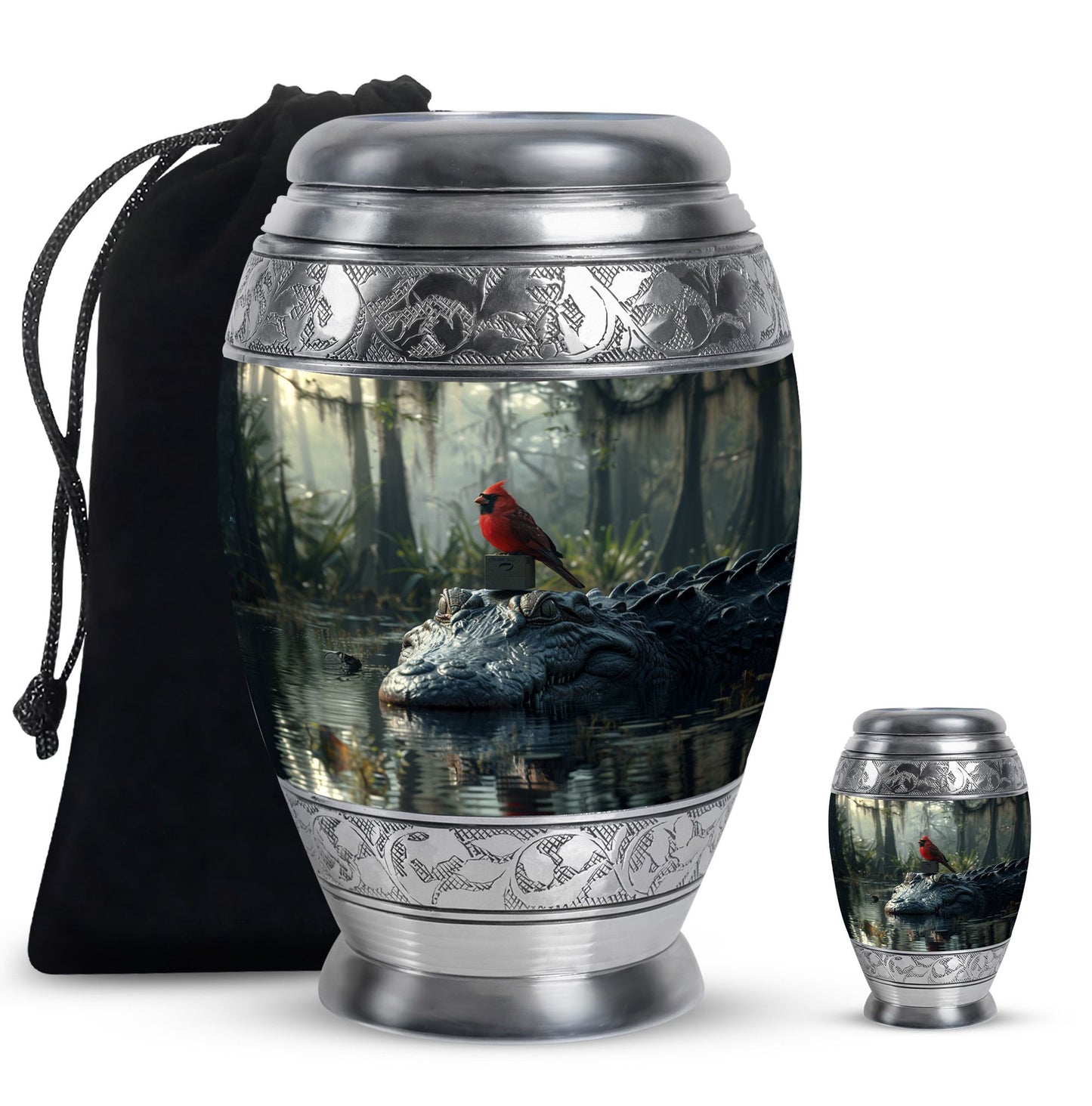 Cardinal Bird Theme Large Urn With 1 Keepsake Urn