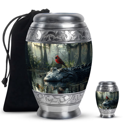Cardinal Bird Theme Large Urn With 1 Keepsake Urn