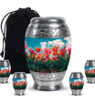 Tulip Theme Large Urn With 4 Keepsake Urn