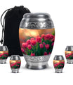 Tulip Theme Large Urn With 4 Keepsake Urn