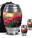 Tulip Theme Large Urn With 2 Keepsake Urn