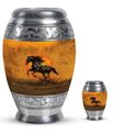 Horse Theme Large Urn With 1 Keepsake Urn