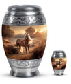 Horse Theme Large Urn With 1 Keepsake Urn
