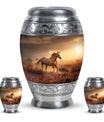 Horse Theme Large Urn With 2 Keepsake Urn