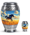 Horse Theme Large Urn With 1 Keepsake Urn
