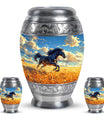 Horse Theme Large Urn With 2 Keepsake Urn