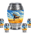Horse Theme Large Urn With 4 Keepsake Urn