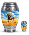 Horse Theme Large Urn With 1 Keepsake Urn