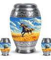 Horse Theme Large Urn With 2 Keepsake Urn