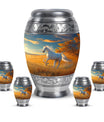 Horse Theme Large Urn With 4 Keepsake Urn