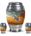Horse Theme Large Urn With 2 Keepsake Urn