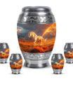 Horse Theme Large Urn With 4 Keepsake Urn