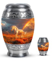 Horse Theme Large Urn With 1 Keepsake Urn